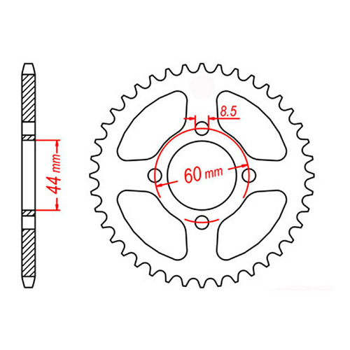 MTX 833 Steel Rear Sprocket #428 (54T) (11-5FC-54)