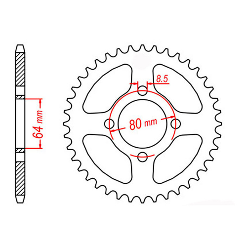 MTX 834 Steel Rear Sprocket #420 (48T) (11-2U2-48)