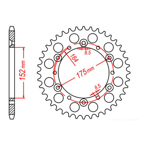 MTX 853 Steel Rear Sprocket #520 (45T) (11-2H0-45)