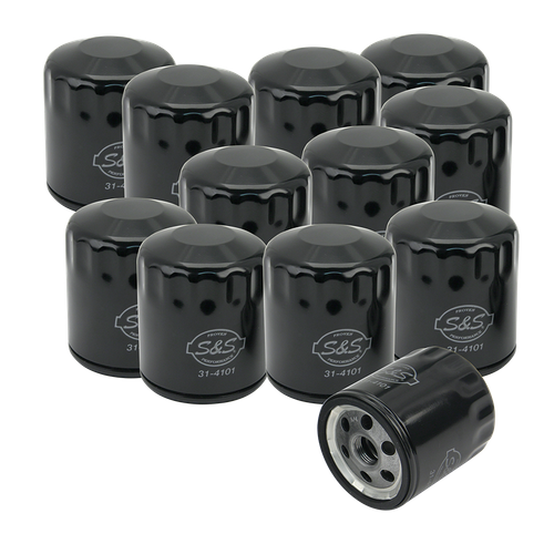 S&S 12 Pack Of Black Oil Filters For Hd Sportster, Hd Evolution