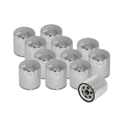 S&S 12 Pack Of Chrome Oil Filters For Hd Sportster, Hd Evolution, And Shovelhead Models