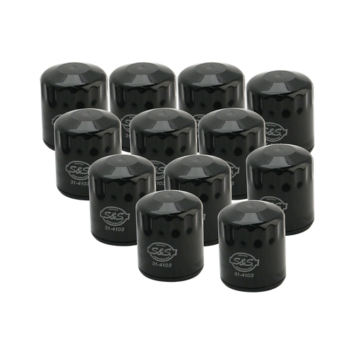 S&S 12 Pack Of Black Oil Filter For 1999-'18 Hd Big Twins, 2017-'19 M8 & X-Wedge??