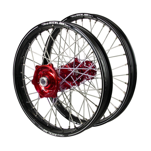 Honda Talon Red Hubs / A60 Black Rims Wheel Set