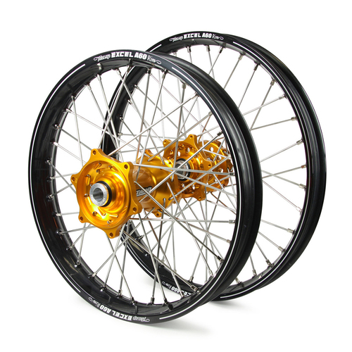 Gas Gas Talon / Excel A60 SNR MX Black Rims / Gold Hubs Wheel Set All Model 2007-14 (21 / 18*2.15)