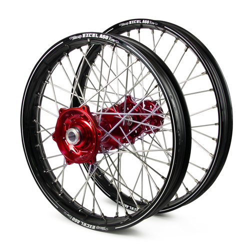 Gas Gas Talon / Excel A60 SNR MX Black Rims / Red Hubs Wheel Set All Model 2007-14 (21 / 18*2.15)