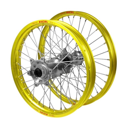 Suzuki Talon Silver Hubs / Excel Yellow Rims Wheel Set