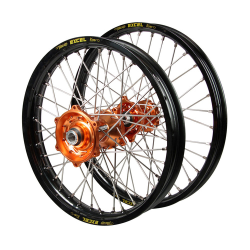 Husqvarna Talon Orange Hubs / Excel Black Rims Wheel Set