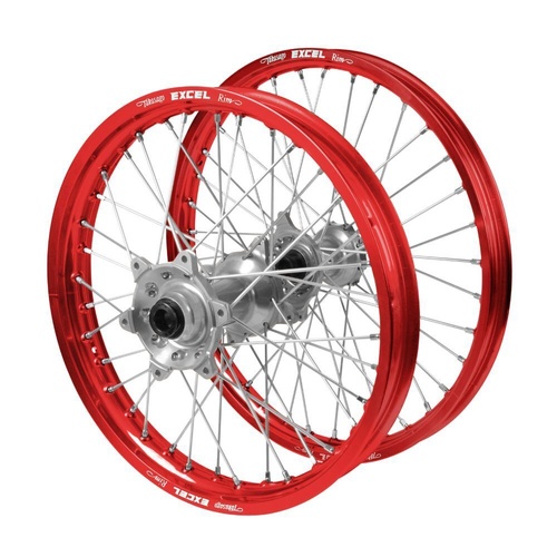 Gas Gas Talon Silver Hubs / Excel Red Rims Wheel Set
