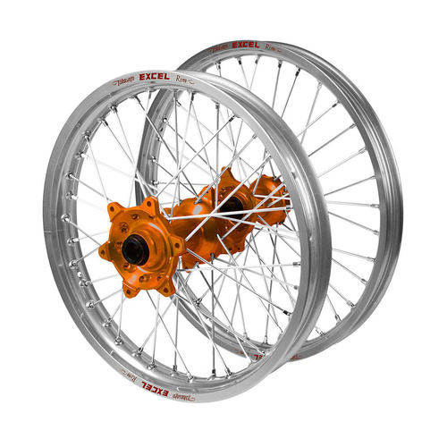 KTM Talon Orange Hubs / Excel Silver Rims Wheel Set