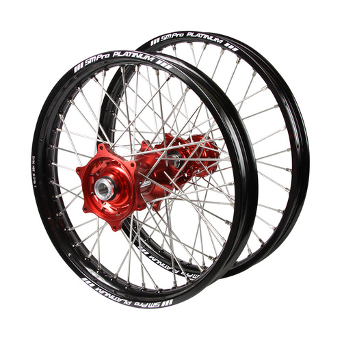 Honda Talon Red Hubs / SM Pro Platinum Black Rims Wheel Set