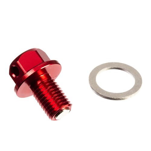Whites Magnetic Sump Plug Red M10 X 15 - P1.25