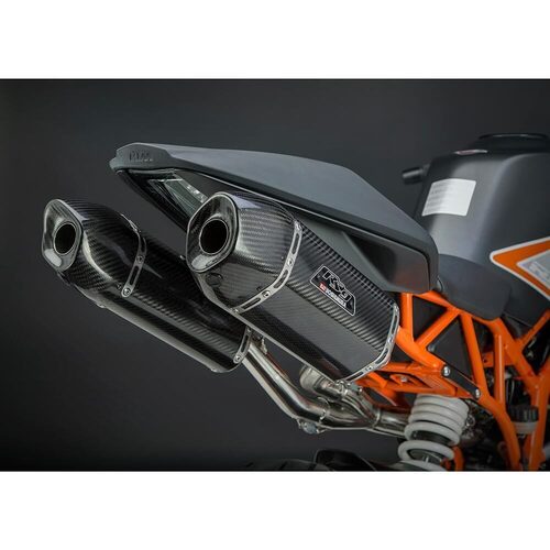 Yoshimura KTM RC390 15 Race RS-9 Dual Slip-On Exhausts (SS-CF-CF)