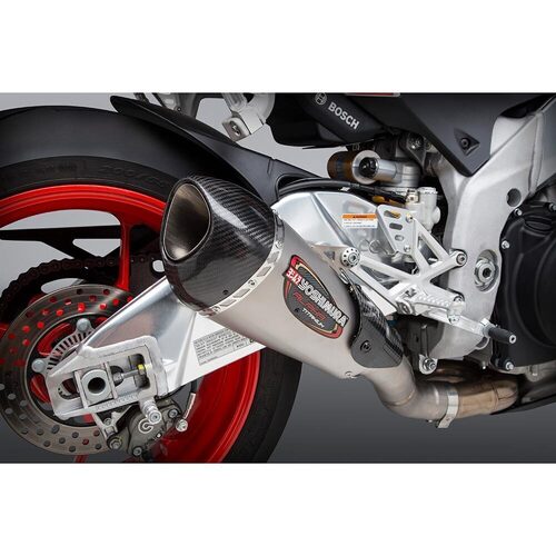 Yoshimura Aprilia RSV4/Tuono 17-19 Race Alpha T Slip-On Titanium Exhaust, w/ Titanium Muffler