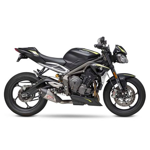 Yoshimura STREET TRIPLE 18-23 AT2 Stainless Slip-On Exhaust, w/ Stainless Muffler