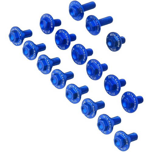ZETA PLASTICS BOLT KIT ALLOY | KX250F '13-16, KX450F '12-15 | 17 PCS BLUE